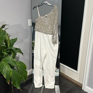 Adrianna Papell one shoulder jumpsuit, never worn NWT. Size 16